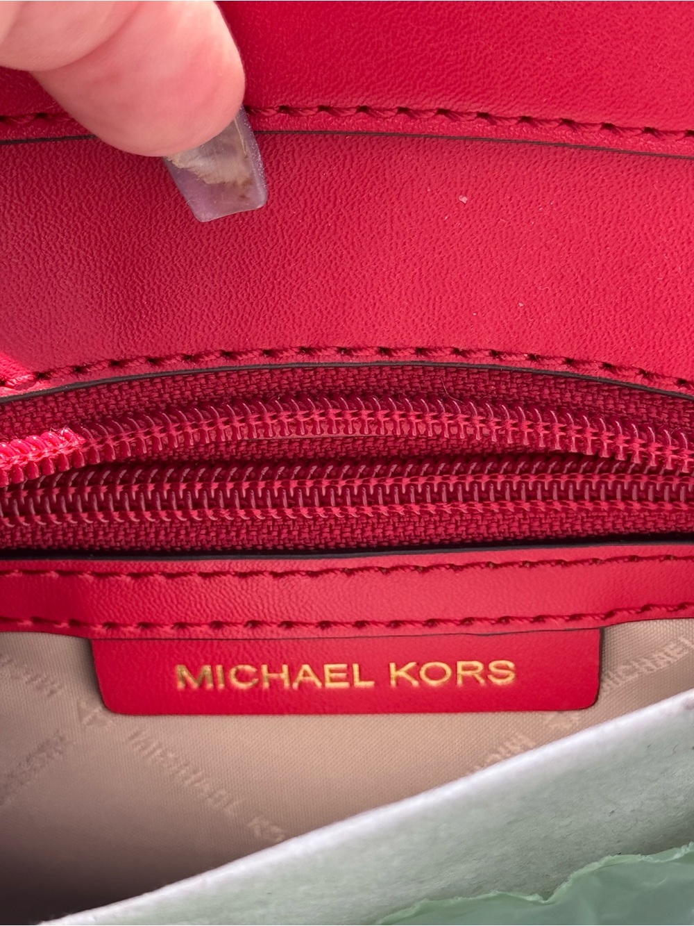 Michael Kors Red Pebbled Leather Tote - Picture 5 of 6